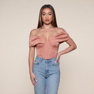 Peach Shoulder Corset Crop Top